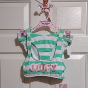 Juicy Couture Mint and White Striped Terry Bikini Size XS 🆕